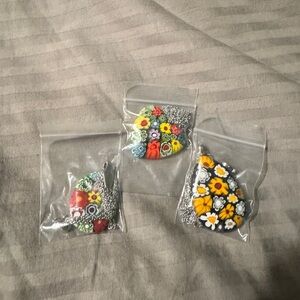 Colorful Floral Heart oval Pendants lot
